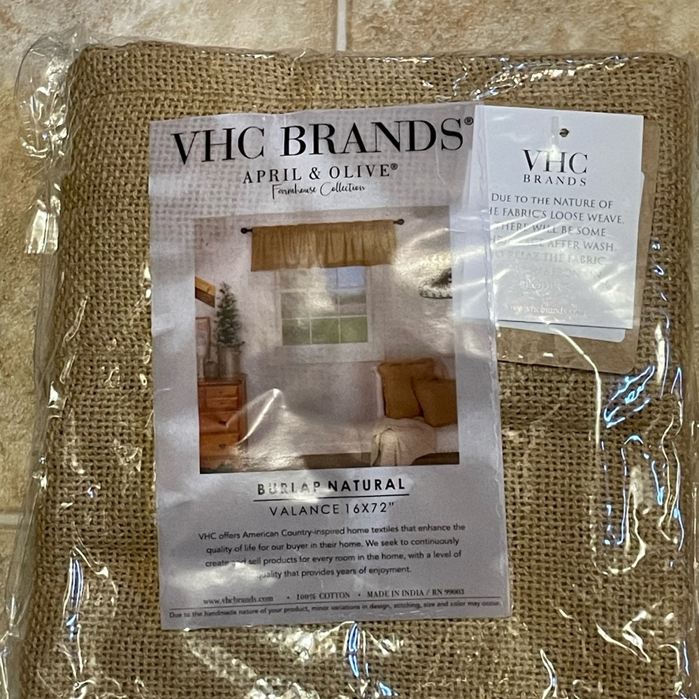 VHC Brands Burlap Natural Window Valance 16x72 – Farmhouse Rustic
